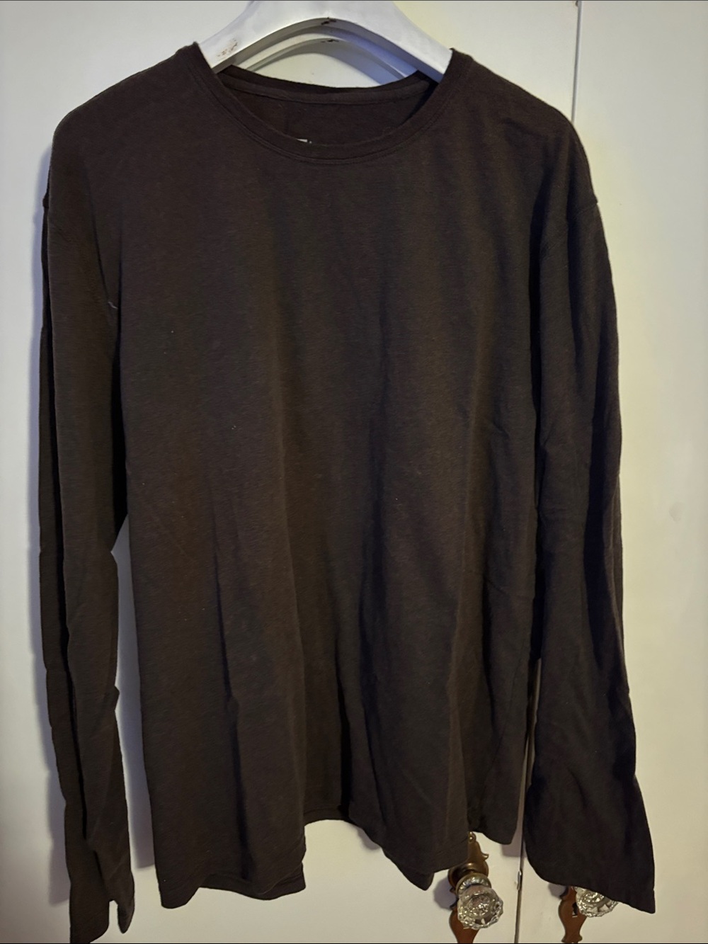 GAP Men's Long-Sleeve Crewneck Shirt - Dark Brown